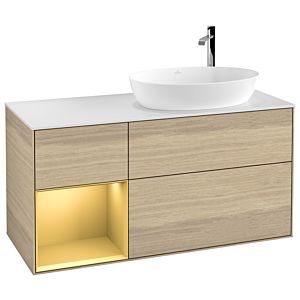 Villeroy and Boch Finion Villeroy and Boch Finion F921HFPC 120cm, cover plate white matt, shelves gold matt lacquer, Oak Veneer