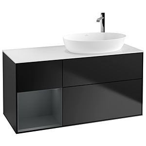 Villeroy und Boch Finion Waschtischunterschrank F921HGPD 120cm, Abdeckplatte white matt, Regale Midnight matt lacquer, Black matt lacquer