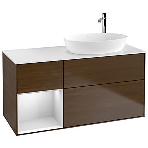 Villeroy and Boch Finion Villeroy and Boch Finion F921MTGN 120cm, cover plate white matt, shelves white matt lacquer, walnut veneer