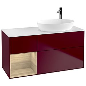 Villeroy et Boch Finion Villeroy et Boch F921PCHB 120cm, plaque de finition blanc mat, étagères Oak Veneer , Peony Matt