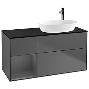 Villeroy et Boch Finion Villeroy et Boch F922GKGK 120cm, plaque de finition noir mat, étagères laqué anthracite mat, anthracite mat