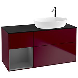 Villeroy et Boch Finion Villeroy et Boch F922GKHB 120cm, plaque de recouvrement noir mat, étagères laqué mat anthracite, Peony Matt