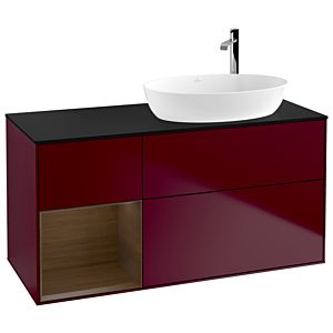 Villeroy et Boch Finion Villeroy et Boch F922GNHB 120cm, plaque de recouvrement noir mat, étagères Walnut Veneer , Peony Matt