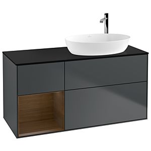 Villeroy and Boch Finion Villeroy and Boch Finion F922GNHG 120cm, cover plate black matt, shelves Walnut Veneer , midnight Blue Matt Lacquer