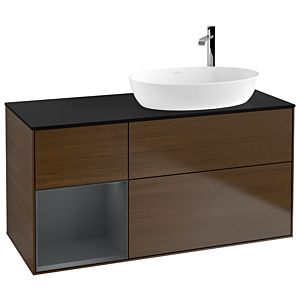 Villeroy and Boch Finion Villeroy and Boch Finion F922HGGN 120cm, cover plate black matt, shelves midnight matt lacquer, walnut veneer