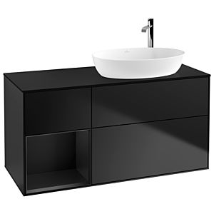 Villeroy und Boch Finion Waschtischunterschrank F922PDPD 120cm, Abdeckplatte black matt, Regale Black matt lacquer, Black matt lacquer