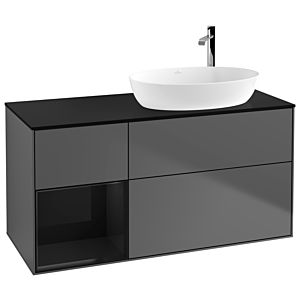 Villeroy and Boch Finion Villeroy and Boch Finion F922PHGK 120cm, cover plate black matt, shelves glossy black lacquer, anthracite matt