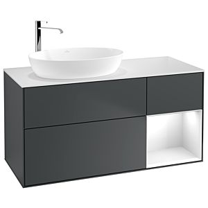 Villeroy und Boch Finion Waschtischunterschrank F931GFHG 120cm, Abdeckplatte white matt, Regale Glossy white lacquer, Midnight Blue Matt Lacquer