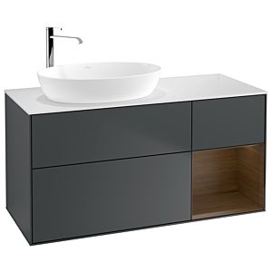 Villeroy et Boch Finion Villeroy et Boch F931GNHG 120cm, plaque de finition blanc mat, étagères Walnut Veneer , Midnight Blue Matt Lacquer