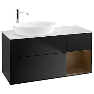 Villeroy et Boch Finion Villeroy et Boch F931GNPD 120cm, couvercle blanc mat, étagères Walnut Veneer , laqué noir mat