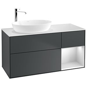 Villeroy und Boch Finion Waschtischunterschrank F931MTHG 120cm, Abdeckplatte white matt, Regale White matt lacquer, Midnight Blue Matt Lacquer