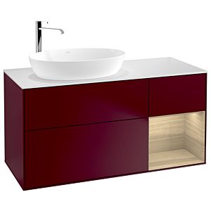 Villeroy und Boch Finion Waschtischunterschrank F931PCHB 120cm, Abdeckplatte white matt, Regale Oak Veneer, Peony Matt