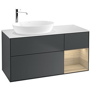 Villeroy et Boch Finion Villeroy et Boch F931PCHG 120cm, plaque de finition blanc mat, étagères Oak Veneer , Midnight Blue Matt Lacquer