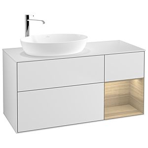 Villeroy et Boch Finion Villeroy et Boch F931PCMT 120cm, plaque de finition blanc mat, étagères Oak Veneer , laqué blanc mat