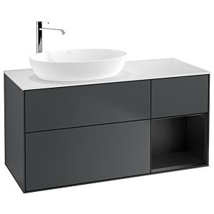Villeroy und Boch Finion Waschtischunterschrank F931PDHG 120cm, Abdeckplatte white matt, Regale Black matt lacquer, Midnight Blue Matt Lacquer