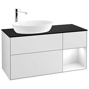 Villeroy and Boch Finion Villeroy and Boch Finion F932GFMT 120cm, cover plate black matt, shelves Glossy white lacquer, white matt lacquer