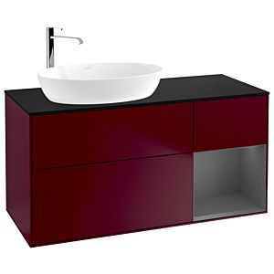 Villeroy und Boch Finion Waschtischunterschrank F932GKHB 120cm, Abdeckplatte black matt, Regale Anthracite matt lacquer, Peony Matt