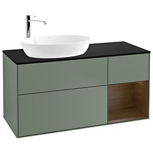 Villeroy and Boch Finion Villeroy and Boch Finion F932GNGM 120cm, cover plate black matt, shelves Walnut Veneer , Olive Matt Lacquer