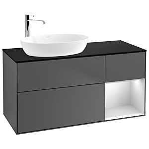 Villeroy and Boch Finion Villeroy and Boch Finion F932MTGK 120cm, cover plate black matt, shelves white matt lacquer, anthracite matt