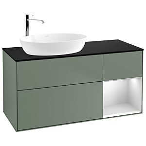Villeroy and Boch Finion Villeroy and Boch Finion F932MTGM 120cm, cover plate black matt, shelves white matt lacquer, Olive Matt Lacquer