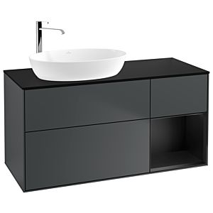 Villeroy und Boch Finion Waschtischunterschrank F932PDHG 120cm, Abdeckplatte black matt, Regale Black matt lacquer, Midnight Blue Matt Lacquer