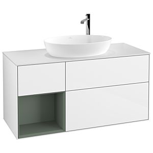 Villeroy and Boch Finion Villeroy and Boch Finion F941GMGF 120cm, cover plate white matt, shelves olive matt lacquer, glossy white lacquer