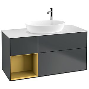 Villeroy et Boch Finion Villeroy et Boch F941HFHG 120cm, plaque de finition blanc mat, étagères laqué or mat, Midnight Blue Matt Lacquer