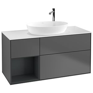 Villeroy and Boch Finion Villeroy and Boch Finion F941HGGK 120cm, cover plate white matt, shelves midnight matt lacquer, anthracite matt