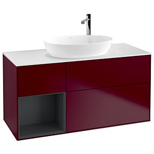Villeroy und Boch Finion Waschtischunterschrank F941HGHB 120cm, Abdeckplatte white matt, Regale Midnight matt lacquer, Peony Matt