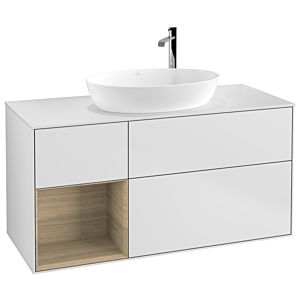 Villeroy et Boch Finion Villeroy et Boch F941PCMT 120cm, plaque de recouvrement blanc mat, étagères Oak Veneer , laqué blanc mat
