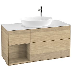 Villeroy et Boch Finion Villeroy et Boch F941PCPC 120cm, plaque de recouvrement blanc mat, étagères Oak Veneer , Oak Veneer