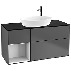Villeroy and Boch Finion Villeroy and Boch Finion F942GFGK 120cm, cover plate black matt, shelves Glossy white lacquer, anthracite matt