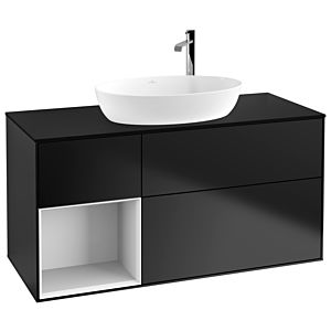 Villeroy and Boch Finion Villeroy and Boch Finion F942GFPD 120cm, cover plate black matt, shelves Glossy white lacquer, black matt lacquer