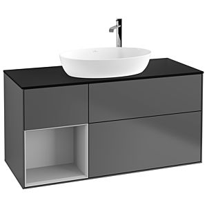 Villeroy and Boch Finion Villeroy and Boch Finion F942GJGK 120cm, cover plate black matt, shelves light gray matt lacquer, anthracite matt