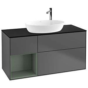Villeroy and Boch Finion Villeroy and Boch Finion F942GMGK 120cm, cover plate black matt, shelves olive matt lacquer, anthracite matt