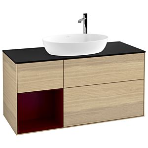 Villeroy and Boch Finion Villeroy and Boch Finion F942HBPC 120cm, cover plate black matt, shelves Peony matt lacquer, Oak Veneer