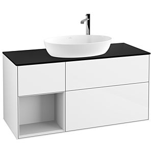 Villeroy and Boch Finion Villeroy and Boch Finion F942MTGF 120cm, cover plate black matt, shelves white matt lacquer, glossy white lacquer