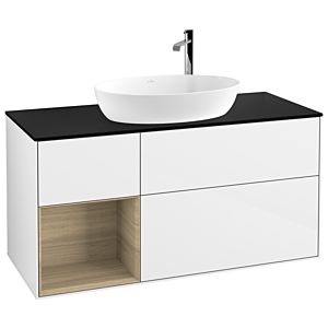 Villeroy and Boch Finion Villeroy and Boch Finion F942PCGF 120cm, cover plate black matt, shelves Oak Veneer , glossy white lacquer