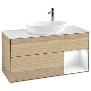 Villeroy and Boch Finion Villeroy and Boch Finion F951GFPC 120cm, cover plate white matt, shelves Glossy white lacquer, Oak Veneer