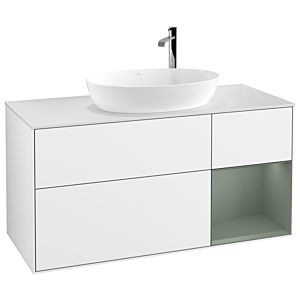 Villeroy and Boch Finion Villeroy and Boch Finion F951GMGF 120cm, cover plate white matt, shelves olive matt lacquer, glossy white lacquer