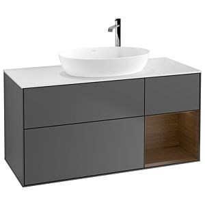 Villeroy et Boch Finion Villeroy et Boch F951GNGK 120cm, plaque de finition blanc mat, étagères Walnut Veneer , anthracite mat