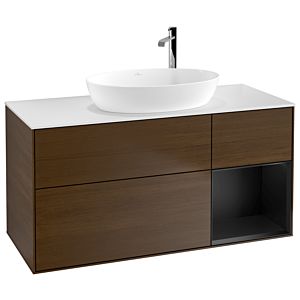 Villeroy and Boch Finion Villeroy and Boch Finion F951PDGN 120cm, cover plate white matt, shelves black matt lacquer, walnut veneer