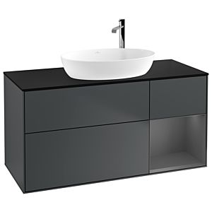 Villeroy et Boch Finion Villeroy et Boch F952GKHG 120cm, plaque de recouvrement noir mat, étagères laqué mat anthracite, Midnight Blue Matt Lacquer