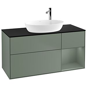Villeroy and Boch Finion Villeroy and Boch Finion F952GMGM 120cm, cover plate black matt, shelves olive matt lacquer, Olive Matt Lacquer