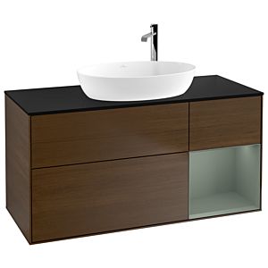 Villeroy and Boch Finion Villeroy and Boch Finion F952GMGN 120cm, cover plate black matt, shelves olive matt lacquer, walnut veneer