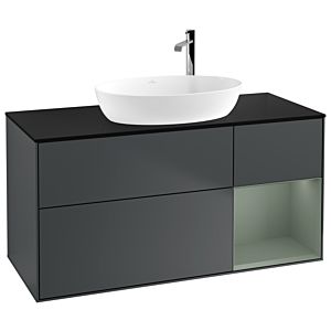 Villeroy et Boch Finion Villeroy et Boch F952GMHG 120cm, plaque de recouvrement noir mat, étagères laqué olive mat, Midnight Blue Matt Lacquer