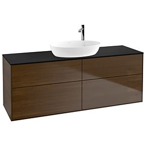 Villeroy und Boch Finion Waschtischunterschrank F97200GN 160x60,3cm, Abdeckplatte black matt, Walnut veneer