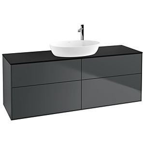 Villeroy und Boch Finion Waschtischunterschrank F97200HG 160x60,3cm, Abdeckplatte black matt, Midnight Blue Matt Lacquer