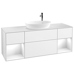Villeroy und Boch Finion Waschtischunterschrank F981GFGF 160cm, Abdeckplatte white matt, Regale Glossy white lacquer, Glossy white lacquer