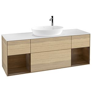 Villeroy et Boch Finion Villeroy et Boch F981GNPC 160cm, plaque de recouvrement blanc mat, étagères Walnut Veneer , Oak Veneer